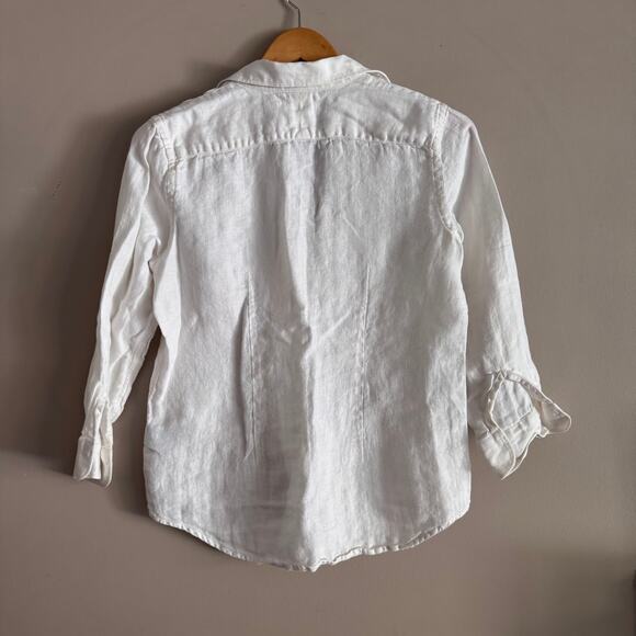 Lauren Ralph Lauren Embroidered Monogram Linen Button Front Top XS - Picture 4 of 4